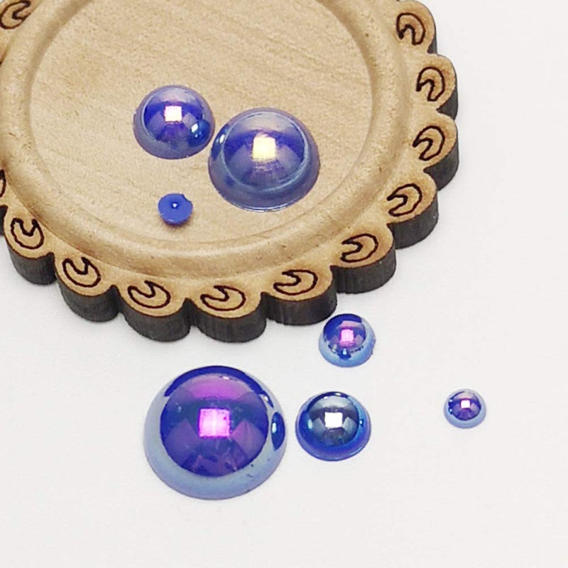 Chenkou Craft 3000PCS 1 Box Dark Blue Round Flatback Imitation Half Pearls Bead Loose Beads Gem (Dark Blue Half Ball) - Image 2